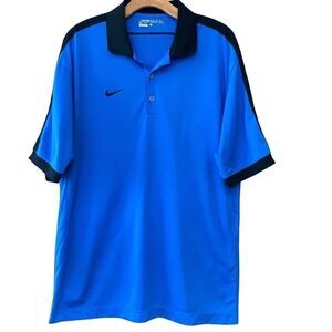 Nike Golf L Men’s Royal Blue Dri-Fit Golf Athleisure Athletic Polo Shirt